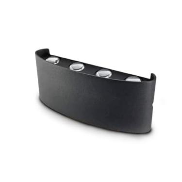 Imagem de Kit 1/2/3 Luminárias Arandela Meia Lua - 6/8 LEDs Bivolt, Luminária de Parede Externa e Interna, Cores Branco/Preto, Decorativa e Resistente (1 Preto,8 Leds)