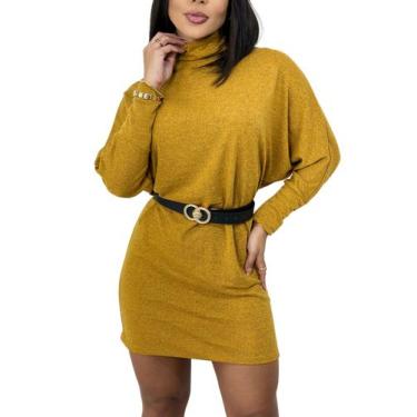 Imagem de Vestido Lãzinha Curto Manga Morcego Gola Alta Gringa Blogueira Festa B