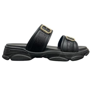 Imagem de Tamanco mississipi tiras largas ref:j0574 feminino, Preto, 36