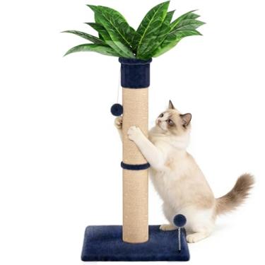 Imagem de XiaZ Poste arranhador para gatos 86 cm de altura, base estável extra larga de 40 cm com 2 bolas interativas, sisal natural premium e tecido de pelúcia para gatos pequenos, médios e grandes (azul