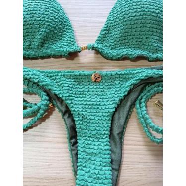 Imagem de Biquíni Gigi Cortininha Fio Dental Mônaco Verde Esmeralda - Maria Sere