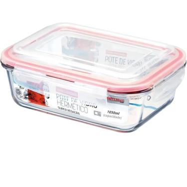 Imagem de Pote Vidro Hermética Marmita Tampa Silicone 1040ml Grande
