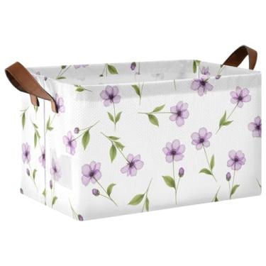 Imagem de Organizador de armário dobrável de flores roxas com alças, organizadores de brinquedos e caixas de armazenamento 40 x 29 x 25 cm, 1 pacote