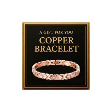 Imagem de YANCHUN Pulseira de cobre masculina de cobre para alívio da dor presente para pai, marido, dia dos pais, aniversário, presente de Natal, Large, Sem Pedra Preciosa