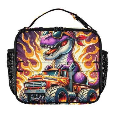Imagem de Joisal Lancheira legal de dinossauro de desenho animado para mulheres, meninas, lancheira masculina e infantil, lancheira para trabalho, reutilizável, bolsa térmica para escola