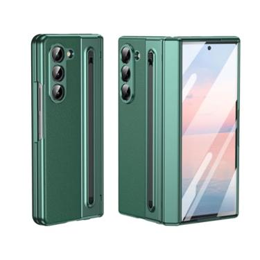 Imagem de HOULEE Capa para Samsung Galaxy Z Fold 5 com proteção de dobradiça e caneta S, capa protetora de couro premium integrada com tudo incluído para Galaxy Z Fold 5 - verde