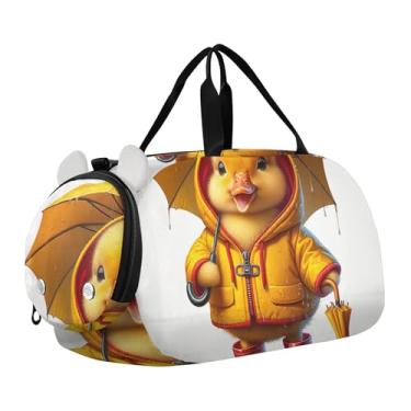 Imagem de Bolsa esportiva para meninos, fofa, coala, pôr do sol, romance, fim de semana, para viagem, bolsa de ginástica, bagagem infantil, Linda capa de chuva de patinho, Clássico