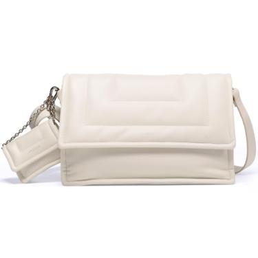 Imagem de LA FESTIN Bolsas de couro transversais para mulheres - Mini moderna para meninas, ideal para viagens ao ar livre, Branco creme