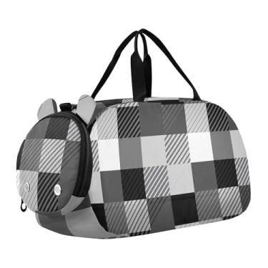 Imagem de Bolsa esportiva para meninos, coalas fofos, Natal, verde, presente de fim de semana, bolsa de viagem para meninas, Tabuleiro de xadrez alternado preto, Clássico