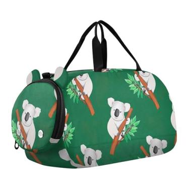 Imagem de Bolsa esportiva para meninos, bolsa esportiva para uso noturno, bolsa de viagem para meninas, bolsa esportiva, roxa, laranja, folhas pretas, Folhas de coala verdes, Clássico
