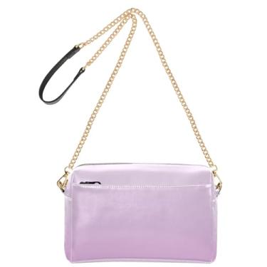 Imagem de Joitme Bolsa de ombro feminina transversal para celular bolsa de ombro de couro PU com alça de corrente magnólia média lavanda magenta gradiente