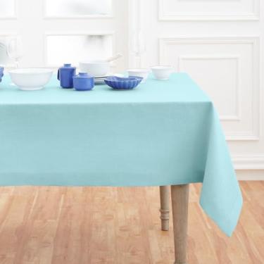 Imagem de Solino Home Toalha de mesa de linho azul aqua 132 x 132 cm - manta quadrada de linho 100% puro - Fete, toalha de mesa de tecido lavável na máquina para o inverno