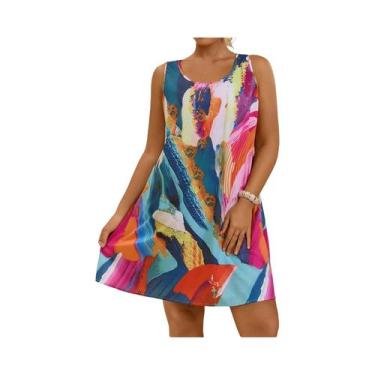 Imagem de Vestido De Verão Feminino Com Estampa De Árvore De Coco, Estilo Halter