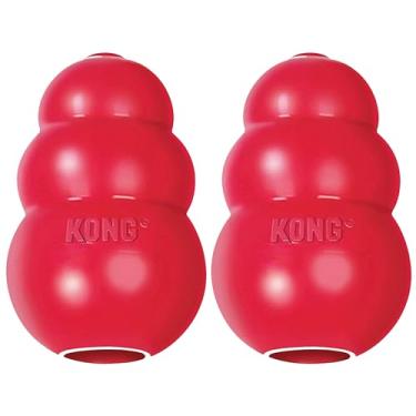 Imagem de KONG Brinquedo clássico de pelúcia para cães – brinquedo para pegar e mastigar – Capacidade de enchimento de guloseimas e salto errático para maior tempo de brincadeira – Material de borracha natural