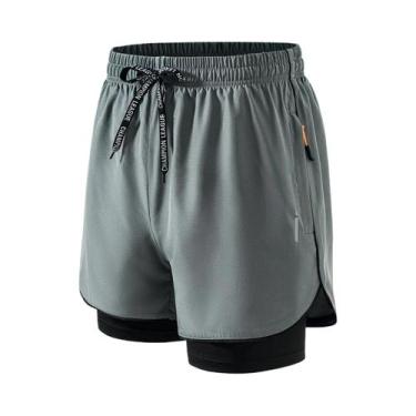 Imagem de Shorts De Fitness Masculinos 2 Em 1 De Secagem Rápida Para Corrida E T