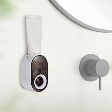 Imagem de Dispensador automático de pasta de dente espremedor de pasta de dente montado na parede para banheiro Espremedor automático de pasta de dente com ventosa super pegajosa para crianças e adultos