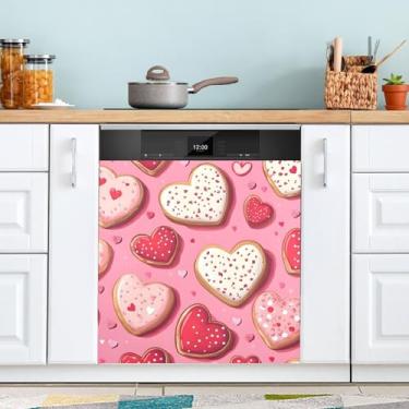 Imagem de ATTX Capa de ímã para lava-louças Dia dos Namorados Coração | Adesivo decorativo de eletrodomésticos de 58 x 66 cm para armários domésticos e eletrodomésticos #107