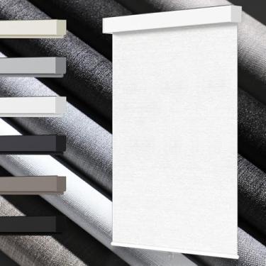 Imagem de Blindify Persianas de rolo 100% blackout, persianas de rolo sem fio para janelas, cortinas de janela de tecido de linho com isolamento térmico proteção UV para casa, porta, branca, 73,7 cm L x 182,88