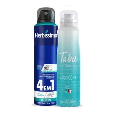 Imagem de Kit Desodorante Aerossol Antitranspirante Herbíssimo Blue Ice e Tabu L