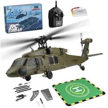 Imagem de FunXylophy WL K170 Black Hawk RC Helicopter, 2.4G 4CH Flybarless 6-Axis Gyroscope Altitude Hovering RC Military Helicopter with Display Stand and Apron Takeoff Landing Pads (RTF Version)