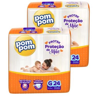 Imagem de Kit 2 Pacotes de Fraldas Descartável Infantil Pom Pom Protek, G