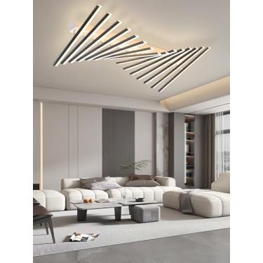 Imagem de Luminária de teto LED moderna para sala de estar, dimerizável, preta, com controle remoto, várias lâmpadas, para iluminação de teto faça você mesmo em sala de jantar, quarto e hall (15 lâmpa