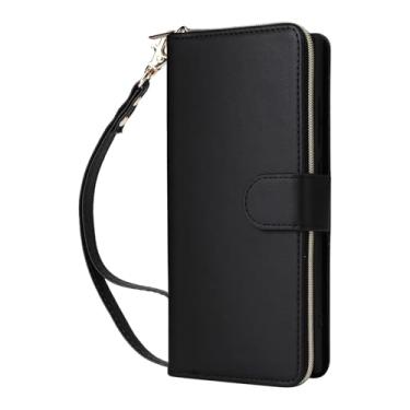 Imagem de LTLMYDAM Capa de couro para Samsung Galaxy S26 Ultra/S26 Plus/S26, alça de ombro longa com zíper capa carteira masculina e feminina, capa flip com suporte, preta, S26 Ultra