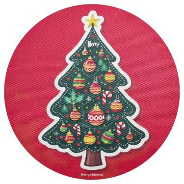 Imagem de xigua Jogo americano redondo para árvore de Natal, conjunto de 1, tapete de mesa redondo antiderrapante resistente ao calor, tapetes de mesa de 48 cm para decoração de cozinha, jantar e festa