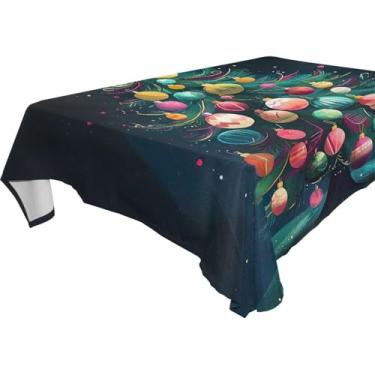 Imagem de Blueangle Toalha de mesa colorida para árvore de Natal – Toalha de mesa retangular de poliéster impermeável e resistente a manchas para ambientes internos e externos, 152 x 274 cm (314)