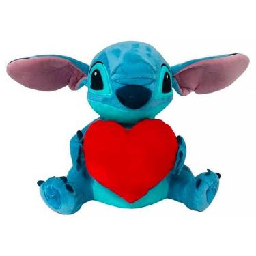 Imagem de Pelúcia Disney Stitch Coração Interativo com Som Luz 30cm BR1513 - Mul