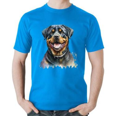 Imagem de Camiseta Algodão Cachorro Rottweiler - Foca na Moda, Azul, P