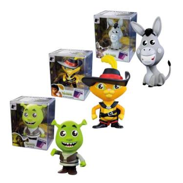 Imagem de COMP Kit Fandom Box Shrek Burro Gato de Botas Boneco Colecionável 16cm