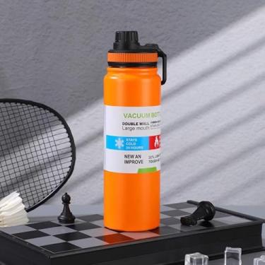 Imagem de Garrafa Termica 800MLQuente Frio Isolamento Termico Inox Colorida Academia Grande Capacidade (Laranja)