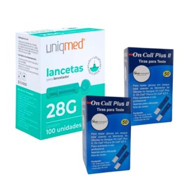 Imagem de Kit 100 Tiras On Call Plus + 100 Lancetas 28G