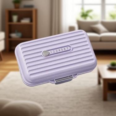 Imagem de Organizador semanal de comprimidos de viagem, estojo portátil de 7 dias, caixa de medicamentos compacta roxa para pílulas, suplementos e vitaminas