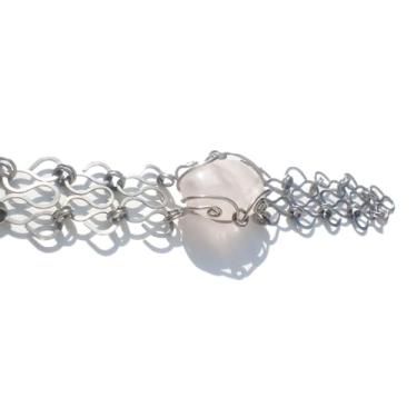 Imagem de Pulseira Artesanal Caminho da Lua em Pedra Natural e Aço Inox