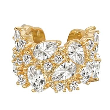 Imagem de MEVECCO Brinco de orelha sem piercing para mulheres, banhado a ouro 18 quilates delicados, cartilagem, prendedor de pressão, piercings falsos, minimalistas, argolas abertas, presentes, Sem pedra