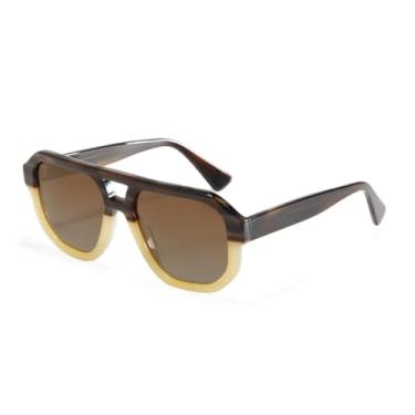 Imagem de HCPIHF Óculos de sol vintage grandes de acetato, armação grande e polarizada, masculino (bege tartaruga)