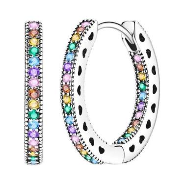 Imagem de Brincos De Argola Grandes Em Prata Esterlina 925 Com Zircônia Para Mul