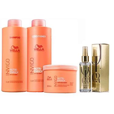 Imagem de Kit Shampoo Condicionador Máscara Nutri Enrich E Oil Reflections Luminous Wella