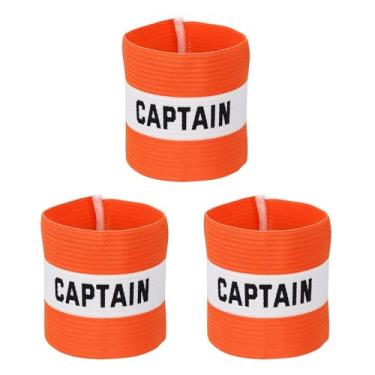 Imagem de YELARXI Braçadeira Capitão, Braçadeira de Capitão de Futebol Elásticas Ajustáveis Braçadeiras Líder Equipe Esportiva Banda de Jogador de Rugby 13 x 8,6 cm e Laranja/Branco e 3 peças Adequado para