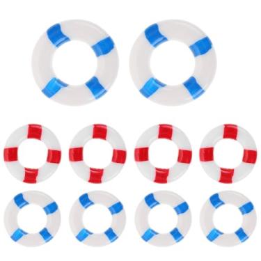 Imagem de DOITOOL Pacote com 10 anéis preservadores de vida em miniatura, mini boia de resina para decoração náutica, estatuetas náuticas para festas na praia, casamentos, chás de bebê, artesanato costeiro
