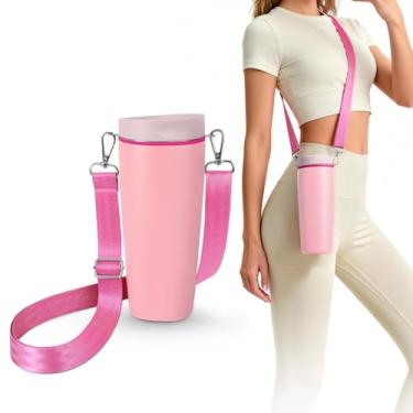 Imagem de Alça para garrafa de água compatível com Owala Smoothsip Slider 340 g 567 g caneca de café e 340 g 680 g com alça, alça de ombro resistente ajustável, estilingue, pendurar, transporte transversal para