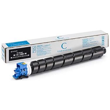 Imagem de Cartucho de toner ciano Kyocera 1T02RLCUS0 modelo TK-8337C para uso com impressoras multifunções de cores Kyocera TASKalfa 3252ci e 3253ci, rendimento de até 15.000 páginas com 5% de cobertura média