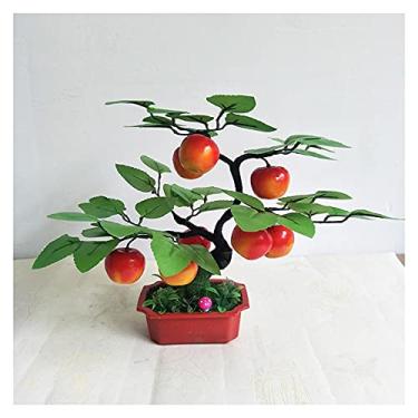 Imagem de Plantas artificiais em vasos de laranjeira artificial, frutas artificiais, em vaso, planta de árvore frutífera falsa, bonsai com vaso de plástico para decoração de jardim, escritório em casa, jardim