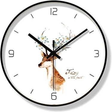 Imagem de U5GAAALPPQ9 Relógio de parede - Relógios com números silenciosos sem tique-taque em estilo decorativo, ideal para sala de estar, quarto, cozinha, escola e escritório, moderno metálico de 30,5 cm