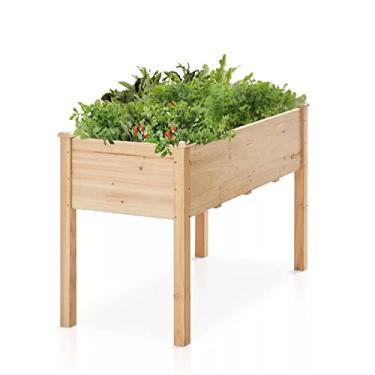 Imagem de Canteiro de plantas elevado de madeira com chave de fenda durável o suficiente sem tinta, monta sem rachaduras, caixa de plantador para ambientes externos e internos