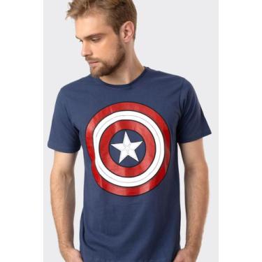 Imagem de Camiseta Marvel Capitão América Escudo - Piticas, 12, Azul, Unissex
