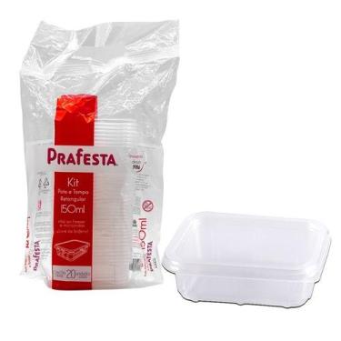 Imagem de Pote Ret. 150 Ml Com Tampa Com 20 Unds Freezer E Micro-Ondas - PRAFEST