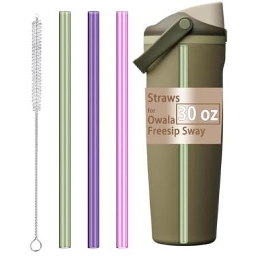 Imagem de Canudos para garrafa de água de aço inoxidável isolada FreeSip Sway, 850 g, canudo de substituição para acessórios Owala FreeSip Sway, 850 g, reutilizável, Tritan, lavável na lava-louças, seguro para